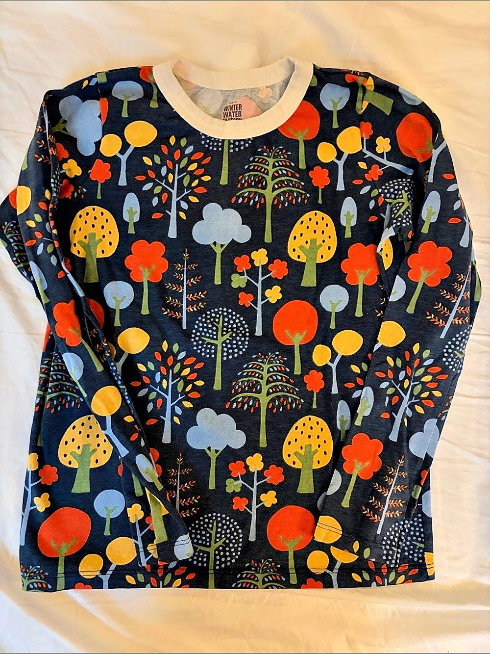 Winter Water Factory Long-Sleeve Tee - Trees Navy & Green Trees Tee Blue &
